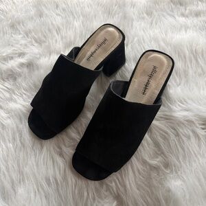 Jeffrey Cambell Black Suede Open Toe Mules